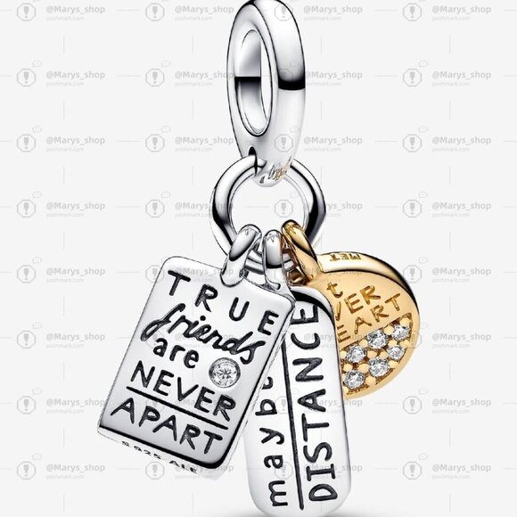 Pandora Friendship Triple Dangle Charm|Pendant|Two-tone - Picture 1 of 2